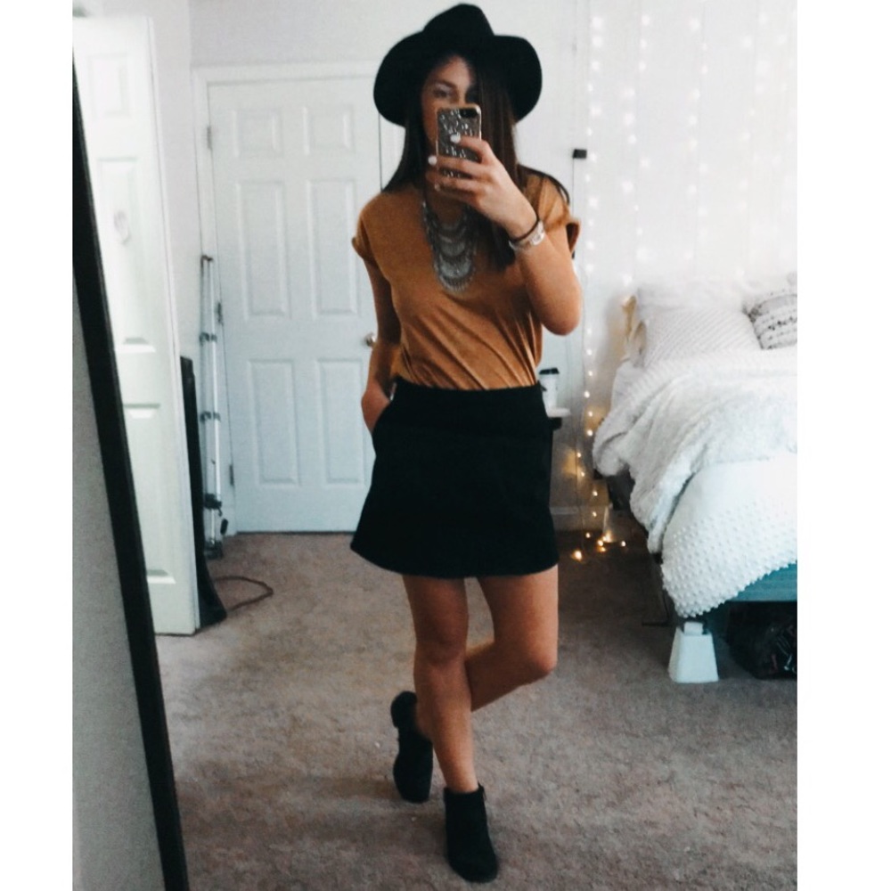 Faux Suede Frayed Sleeve Top